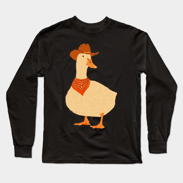 Bo The Cowboy Duck Long Sleeve T-Shirt by AnyoneCanYeehaw